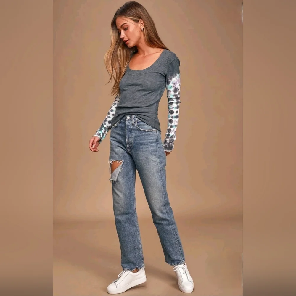 We The Free Blue Tie-Dye Long Sleeve Top - Picture 7 of 16